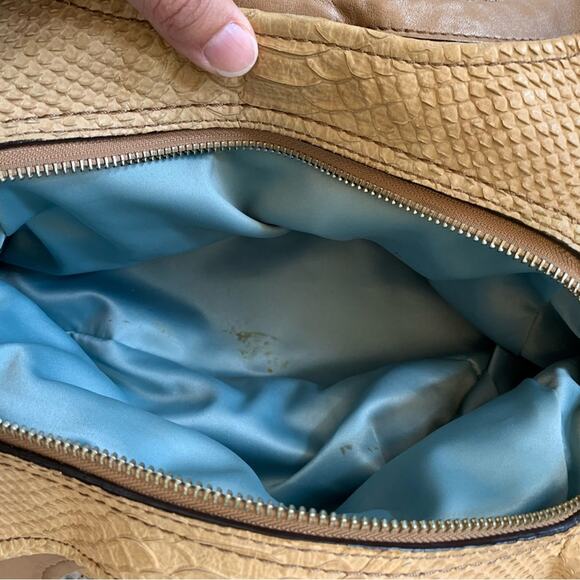 Coach Light Tan Leather Snake Print Shoulder Hobo Bag - Picture 11 of 14